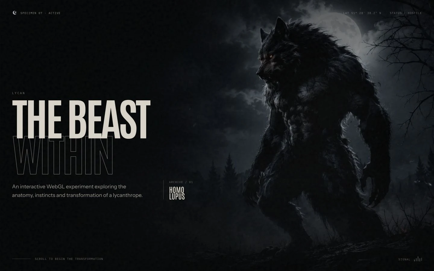 Hero do site Projeto Lycan